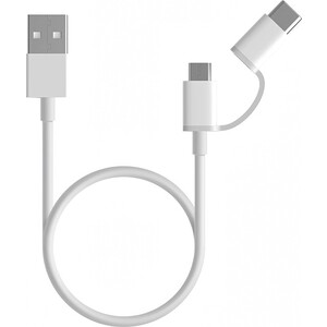 Кабель Xiaomi Mi 2-in-1 USB Cable MicroUSB to Type C 100см SJX02ZM (SJV4082TY) кабель luazon microusb usb 1 а 1 5 м утолщенный белый