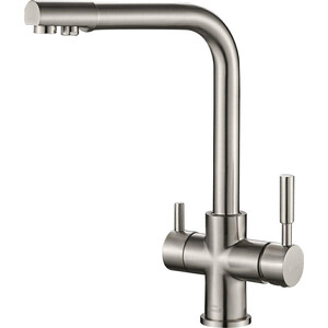 Смеситель для кухни ZorG Steel Hammer SH 552 SATIN с подключением фильтра, сатин смеситель для ванны belbagno nova напольный сатин nov fmt in