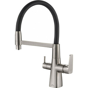 Смеситель для кухни ZorG Steel Hammer SH 818-6 SATIN с подключением фильтра, сатин смеситель для ванны belbagno nova напольный сатин nov fmt in