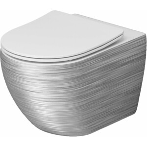 Унитаз подвесной безободковый Grossman Color с сиденьем микролифт, серебро/белый (GR-4411SWS) унитаз компакт безободковый grossman color с сиденьем микролифт белый gr 4480s