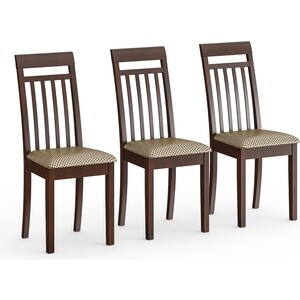 Три стула Мебель-24 Гольф-11 разборных, цвет орех, обивка ткань атина коричневая (1028325)