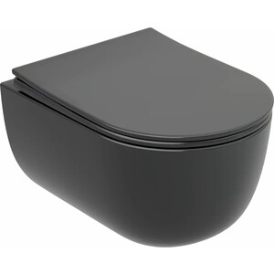 Унитаз подвесной безободковый Ceramicanova Modena Rimless с сиденьем микролифт, темный антрацит матовый (CN6063MDH) унитаз компакт norm fit duroplast с сиденьем микролифт 9844b099 7205