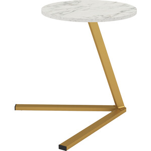 Стол приставной ОЛМЕКО 42.47 Сеул (мрамор белый/металл: золотой) (ML876880420) стол журнальный приставной мебелик неро 2 белый ясень п0005630