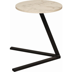 Стол приставной ОЛМЕКО 42.47 Сеул (мрамор белый/металл: черный) (ML876880421) стол журнальный приставной мебелик неро 2 белый ясень п0005630