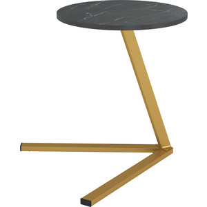 олмеко стол обеденный аппетит 55 02 прямоугольный мрамор металл белый Стол приставной ОЛМЕКО 42.47 Сеул (мрамор черный/металл: золотой) (ML876880422)