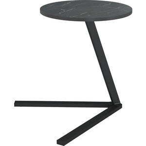 Стол приставной ОЛМЕКО 42.47 Сеул (мрамор черный/металл: черный) (ML876880423) стол журнальный олмеко 42 43 кальяри раскладной мрамор металл ml876880445