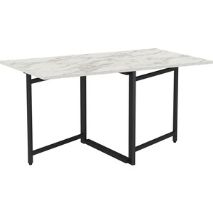 Стол журнальный ОЛМЕКО 42.43 Кальяри (раскладной) (мрамор белый/металл: черный) (ML876880443) олмеко стол обеденный аппетит 55 01 квадратный мрамор металл белый