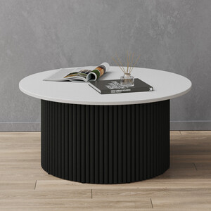 Журнальный столик Genglass круглый с металлическим черным подстольем и белой столешницей GENGLASS TRUBIS Wood GGT-03-2-3-M-80 вешалка для ремней и шарфов savanna wood 11 3×24×1 1 см цвет чёрный