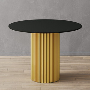 Стол круглый обеденный Genglass с металлическим золотым подстольем и черной столешницей GENGLASS TRUBIS Wood GGT-03-1-2-L-100 alleyn стол обеденный