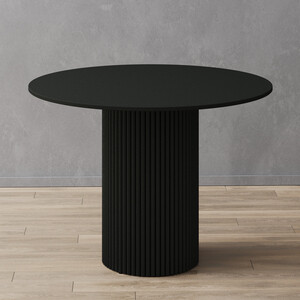 Стол круглый обеденный Genglass с черным металлическим подстольем и черной столешницей GENGLASS TRUBIS Wood GGT-03-2-2-L-100 touch bronze стол обеденный