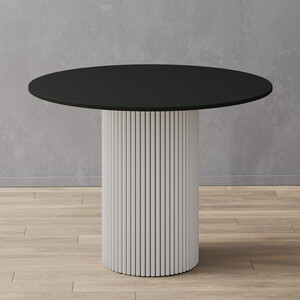 Стол круглый обеденный Genglass с белым металлическим подстольем и черной столешницей GENGLASS TRUBIS Wood GGT-03-3-2-L-100 perrin стол обеденный
