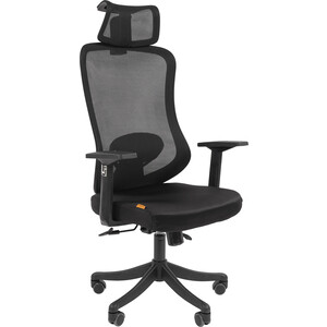 Офисное кресло Chairman CH563 черный пластик, черный (00-07146051) офисное кресло chairman 659 terra черный матовый тем орех