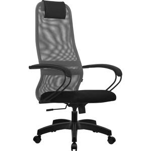 Кресло Метта SU-B-8 / подл.130 / осн.001 Светло-серый кресло руководителя su b 10 подл 130 осн 001 экокожа сетчатая ткань