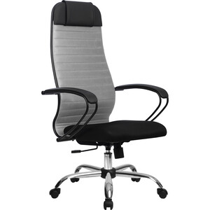 Кресло Метта МЕТТА-21 (MPRU) / подл.130 / осн.003 Светло-серый / Черный кресло руководителя su b 10 подл 130 осн 001 экокожа сетчатая ткань