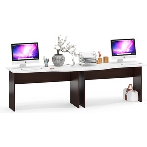 фото Два стола письменных мебельный двор с-мд-1-04, цвет венге/белый шагрень (1028370)