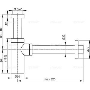 Сифон для раковины AlcaPlast D32 Design цельнометаллический, круглый (A400)