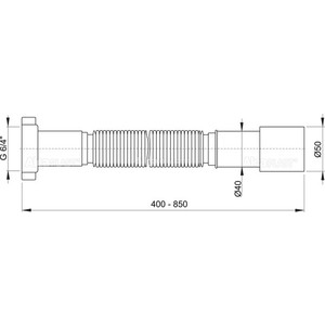 Гофра для сифона под раковину AlcaPlast 360-820 мм с гайкой (A707)