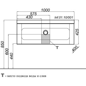 фото Тумба под раковину aqwella infinity 100x40 черная (inf.01.10/001/blk)