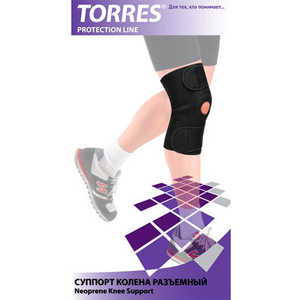 Суппорт колена открытый Torres (арт.PRL6006), цвет: черный