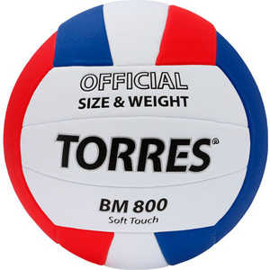 фото Мяч волейбольный torres тренировочный bm800 арт. v30025, размер 5, бело-сине-красный