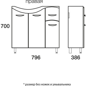 фото Тумба под раковину меркана коралл 79,6x81 правая, белая (14852)