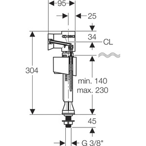 Впускной клапан для бачка Geberit Impuls 340 подвод воды снизу 3/8 (136.731.00.1) от Техпорт