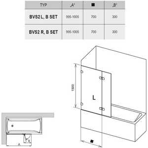 фото Установочный комплект ravak brilliant b set bvs2 l левый, петли, ручки, крепления, хром (d01000a072)