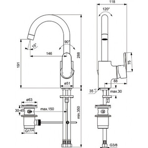 Смеситель для раковины Ideal Standard Vito с донным клапаном (B0410AA)