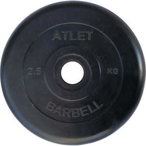 фото Диск обрезиненный atlet 26 мм. 2.5 кг. черный