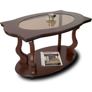 Стол журнальный Мебелик Берже 3С тёмно-коричневый (882) стол acapulco со стеклом ø42 h52 см ротанг темно коричневый