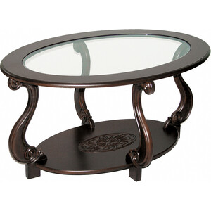 стол acapulco со стеклом ø42 h52 см ротанг темно коричневый Стол журнальный Мебелик Овация (С) темно-коричневый (828)
