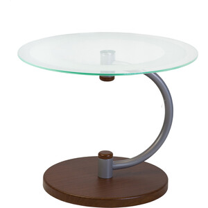 Стол журнальный Мебелик Дуэт 13Н металлик, средне-коричневый, прозрачное (П0005440)