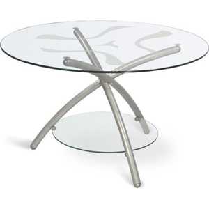 Стол журнальный Мебелик Дуэт 3 металлик, прозрачное стекло (340) стол журнальный мебелик дуэт 13н венге тонированное п0005441