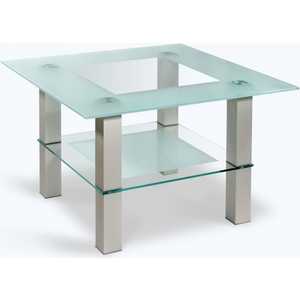 Стол журнальный Мебелик Кристалл 1 алюминий, прозрачное (721) стол журнальный мебелик дуэт 13н металлик дуб дымчатый прозрачное п0005354