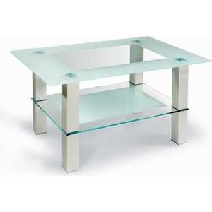 Стол журнальный Мебелик Кристалл 2 алюминий, прозрачное (722)
