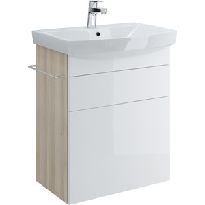 Мебель для ванной Cersanit Smart 60 корпус ясень, фасад белый, с ящиками