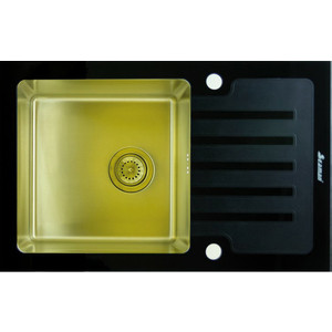 Кухонная мойка Seaman Eco Glass SMG-780B.B Gold PVD wyatt gold тройная чаша для орехов
