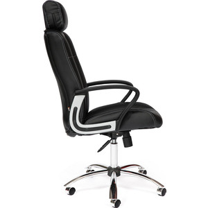 Кресло офисное TetChair OXFORD хром кож.зам, черный/черный перфор. 36-6/36-6/06