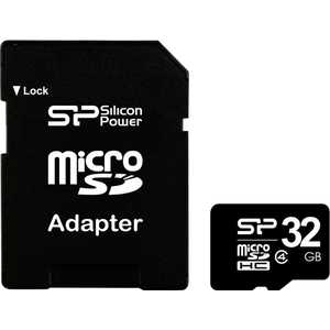 Карта памяти Silicon Power 32GB microSDHC Class 4 (SD адаптер) (SP032GBSTH004V10-SP)