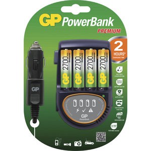 фото Зарядное устройство и аккумулятор gp powerbank pb50gs270ca + car cord + 2700mah aa 4шт.
