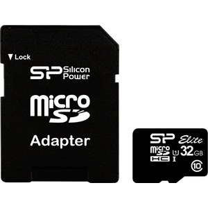 Карта памяти Silicon Power 32Gb MicroSDHC Class 10 UHS-I, SD adapter (SP032GBSTHBU1V10-SP)