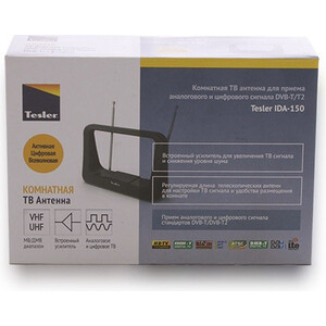Антенна телевизионная Tesler IDA-150 (комнатная, активная, 28 дБ, 220В) черная