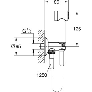 Гигиенический набор Grohe Sena лейка, шланг, подключение для шланга, вентиль (26332000)
