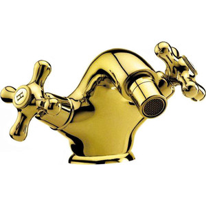 Смеситель для биде Cezares Retro с донным клапаном, золото (Retro-C-BS1-03) сифон для биде бронза kerasan retro 913393 br