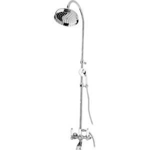 фото Душевая система cezares first со смесителем для ванны, верхнего и ручного душа, хром, ручки белые (first-cvd-01-bi)