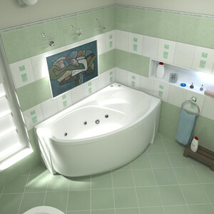 Акриловая ванна BAS Фэнтази 150х90 правая, с каркасом, фронтальная панель (В 00041, Э 00041)