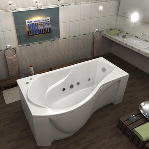 фото Акриловая ванна bas капри 170х95 левая, с каркасом, фронтальная панель (в 00015, э 00015)