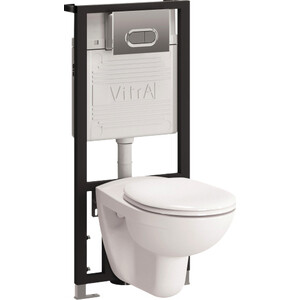 Комплект унитаза Vitra Normus унитаз с сиденьем + инсталляция + кнопка хром (9773B003-7202) сиденье для унитаза vitra