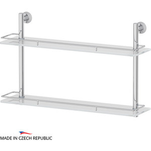фото Полка стеклянная fbs vizovice 2-х ярусная 60 см, хром (viz 065)