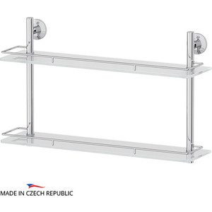 фото Полка стеклянная fbs standard 2-х ярусная 60 см, хром (sta 065)